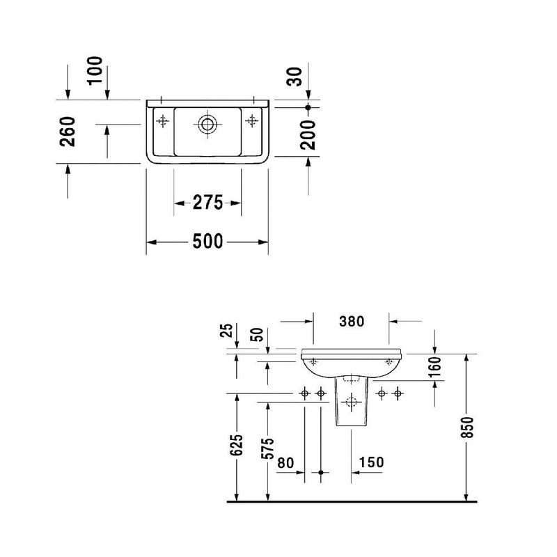 Раковина подвесная Duravit Starck 3 0751500008 50x26