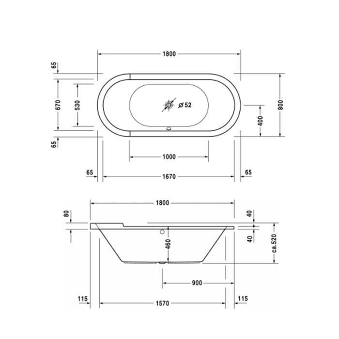 Ванна встраиваемая Duravit Starck 700009000000000 180x80