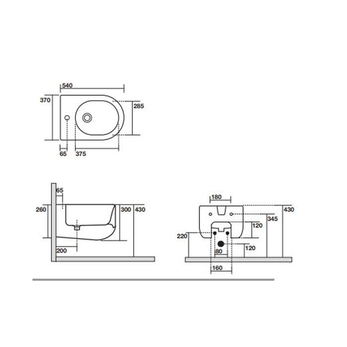 Биде подвесное Kerasan Flo 312301*1 54х37