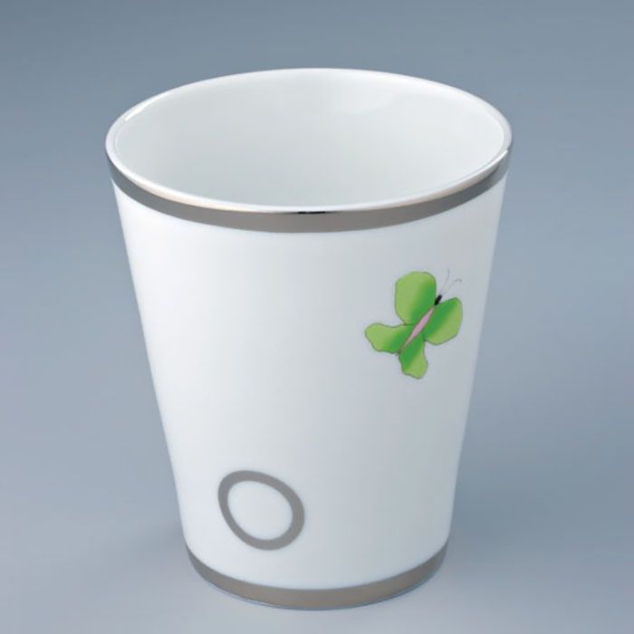 Чашка фарфоровая THG Capucine Vert Decor Platine A7E-A02-4608 (платина, зеленый, белый)