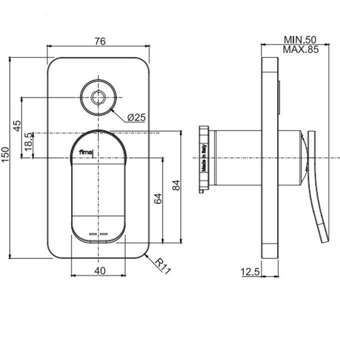 Cмеситель для душа встраиваемый Fima Carlo Frattini Flo F3809E2CR (хром)