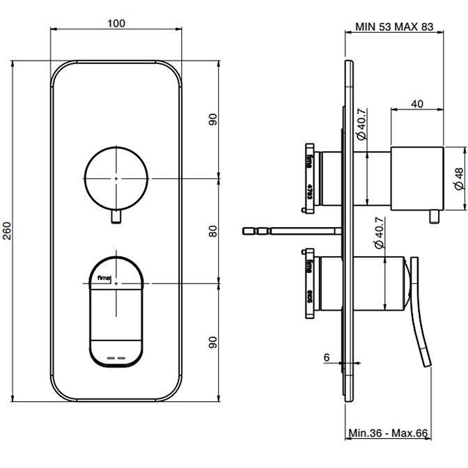 Cмеситель для душа встраиваемый Fima Carlo Frattini Flo F3809X6CR (хром)