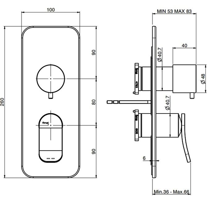 Cмеситель для душа встраиваемый Fima Carlo Frattini Flo F3809X6OR (золотой)