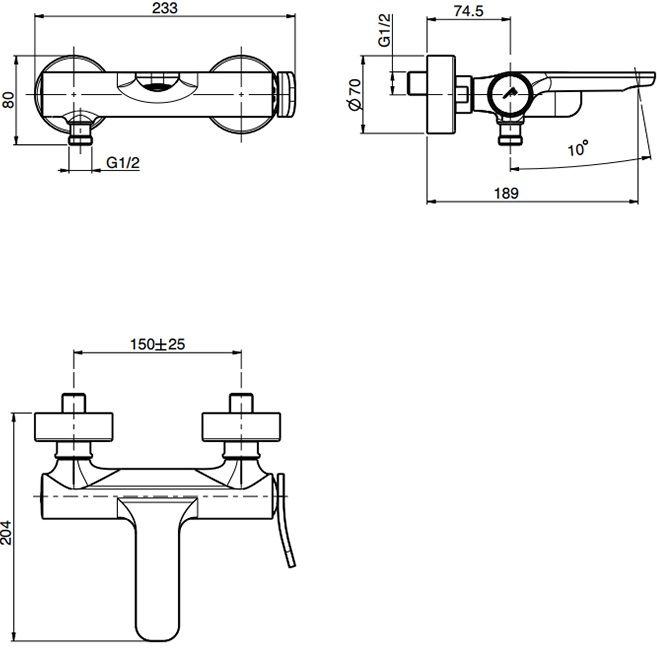 Cмеситель для ванны настенный Fima Carlo Frattini Flo F3804/1NS (черный матовый), с изливом