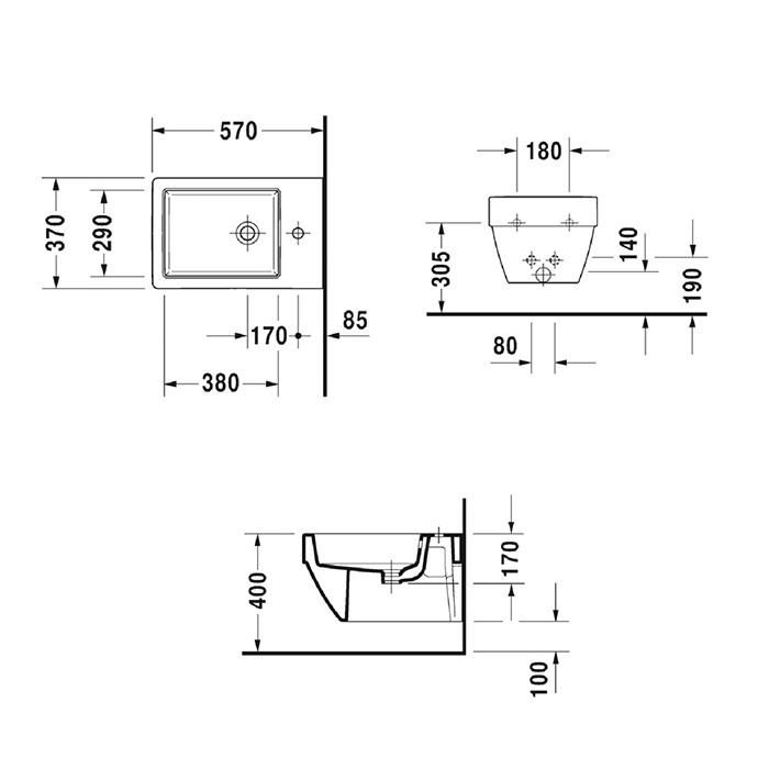 Биде подвесное Duravit Vero Air 2274150000 57x37