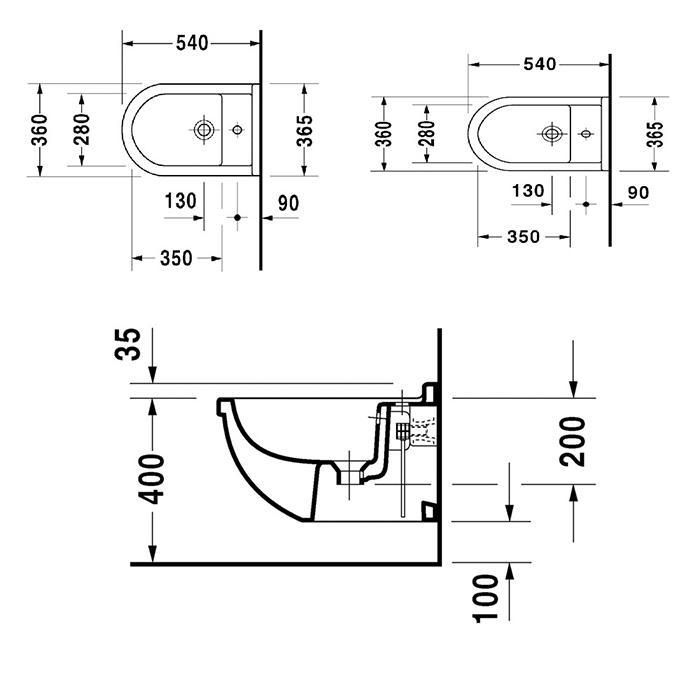 Биде подвесное Duravit Starck 3 2280150000 54x36