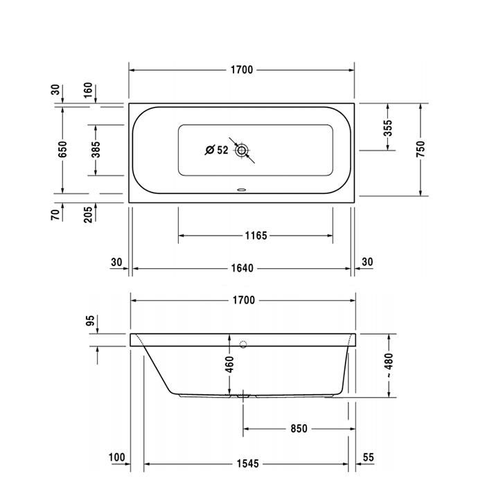 Ванна встраиваемая Duravit Happy D2 700312000000000 170x75