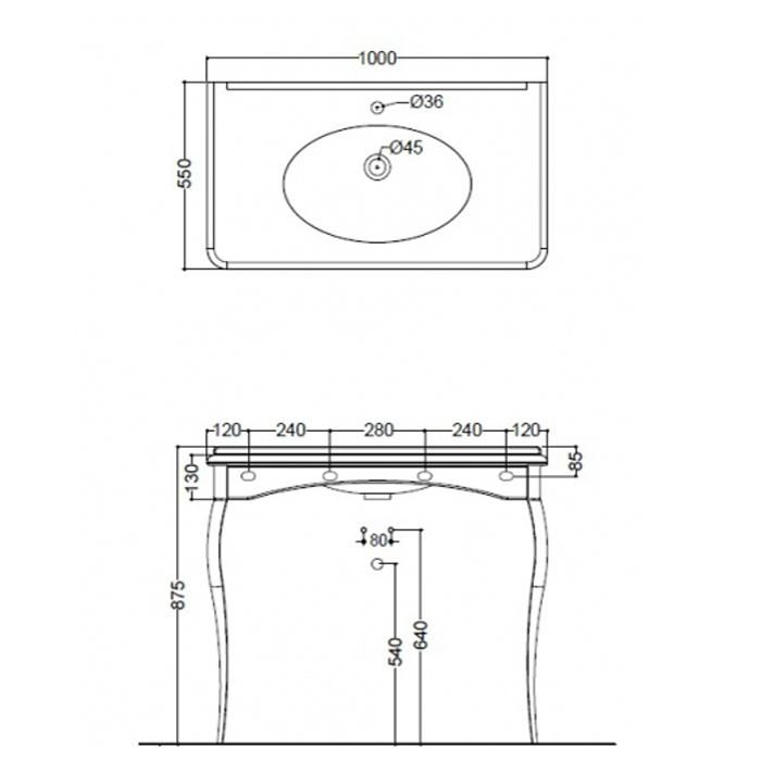 Раковина подвесная Kerasan Retro 1049K3*1 bi br legs 100х55