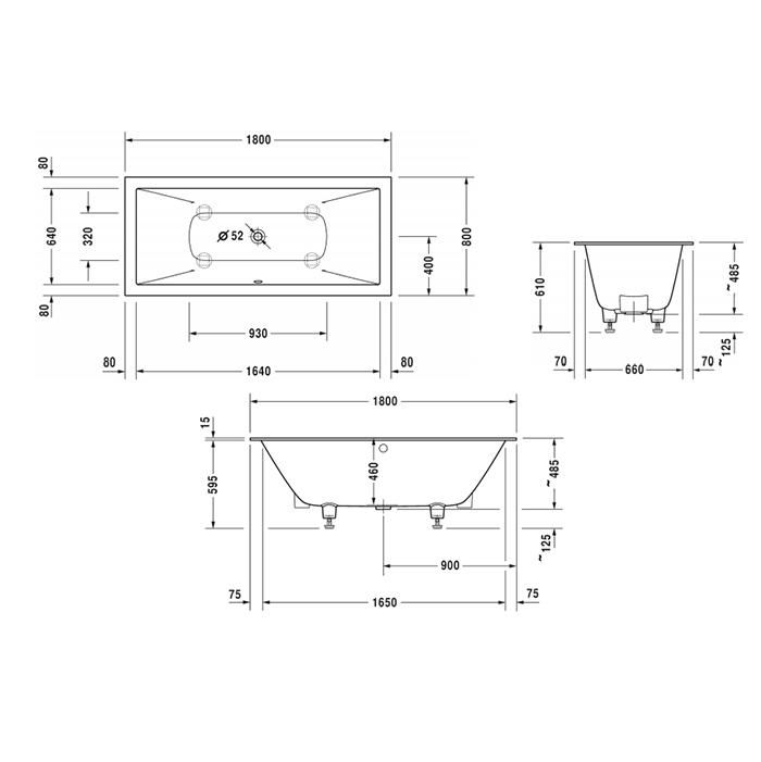 Ванна встраиваемая Duravit DuraSquare 700426000000000 180x80