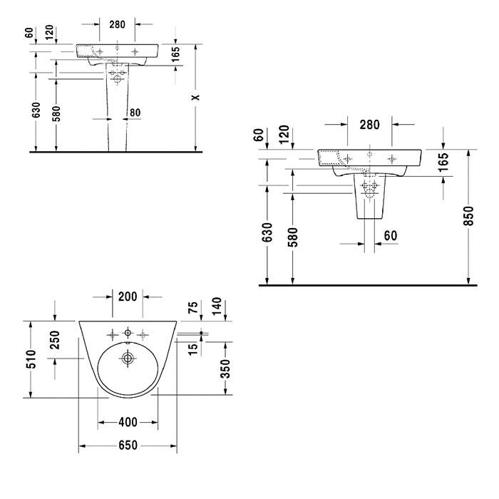 Раковина подвесная Duravit Starck 2 2323650000 65x50