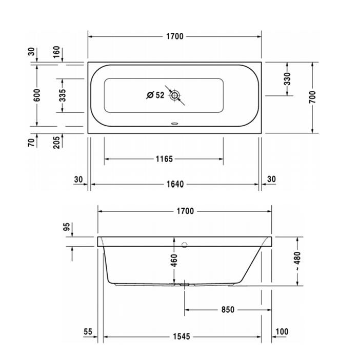 Ванна встраиваемая Duravit Happy D2 700311000000000 170x70