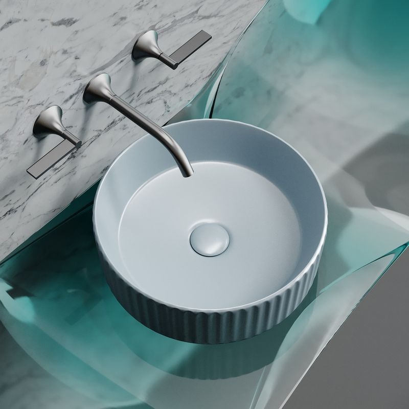 Раковина накладная Ceramicanova Element CN6057ML 36x36x11.5 (голубой матовый), без донного клапана