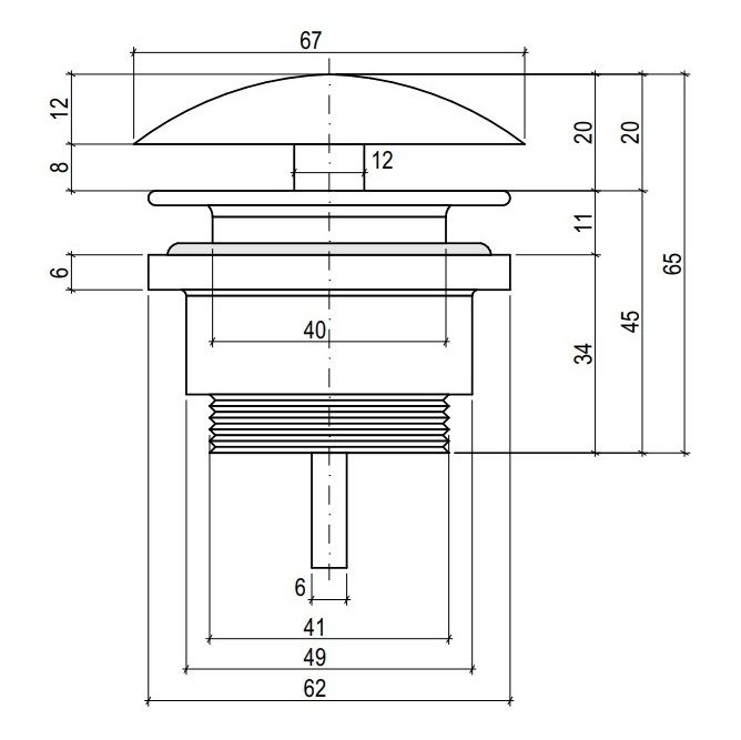 Донный клапан для раковины Salini S-Sense D 601 166201GF (покраска по RAL, глянцевый), фиксированный