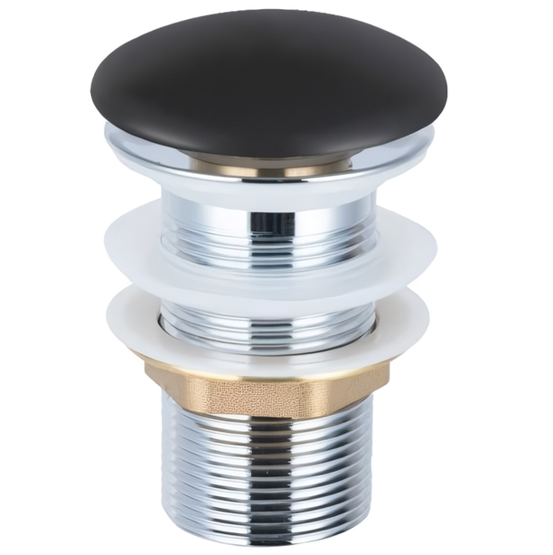 Донный клапан клик-клак с керамической крышкой Vincea DBS0-216MB (черный матовый), без перелива