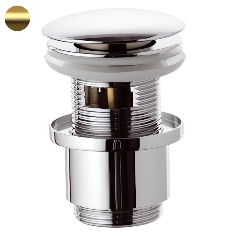 Донный клапан Remer 905CC2114BG (золото брашированное), с переливом, короткий