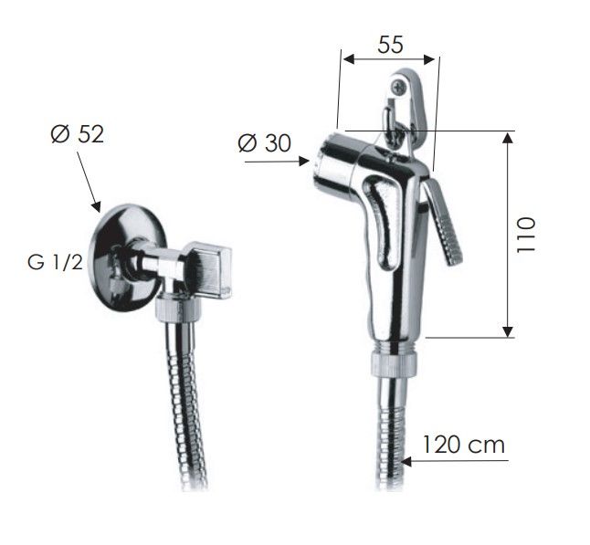 Душ-пистолет с шлангом и краном Remer Shut-Off 332DCR (хром)