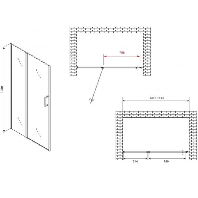 Душевая дверь Abber Sonnenstrand AG04140S 140х195 (хром)