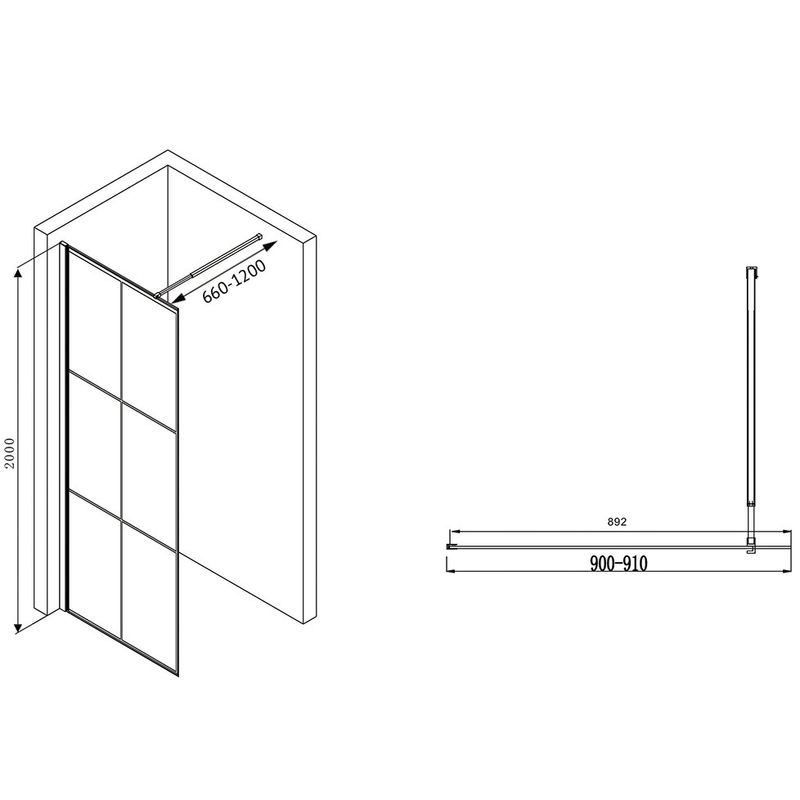 Душевая перегородка Abber  Immer Offen AG62090B 90х200 (черный)