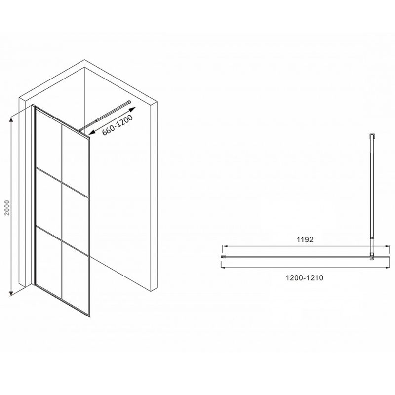 Душевая перегородка Abber  Immer Offen AG62120B8 120х200 (черный)