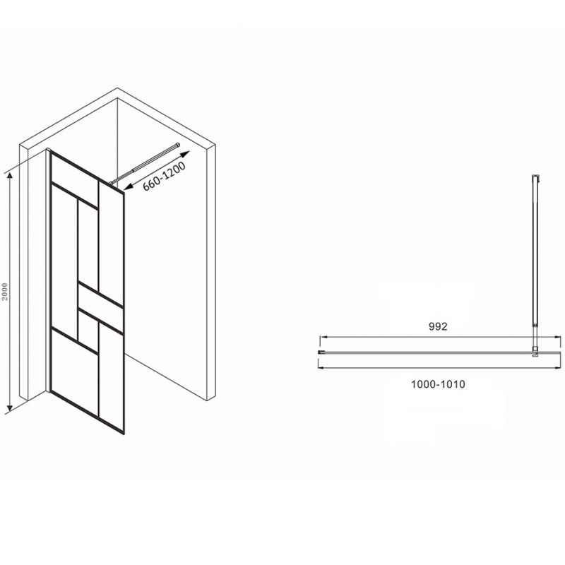 Душевая перегородка Abber Immer Offen AG63100B8 100х200 (черный)