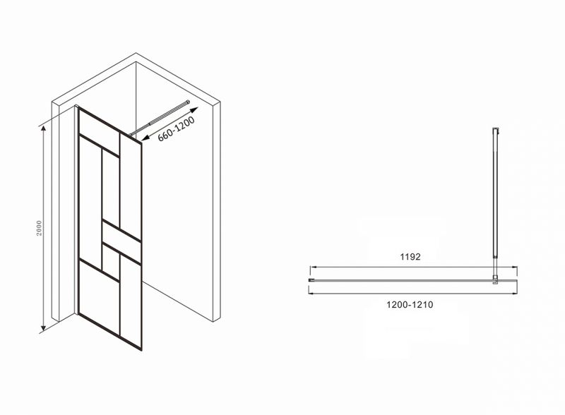 Душевая перегородка Abber Immer Offen AG63120B 120х200 (черный)
