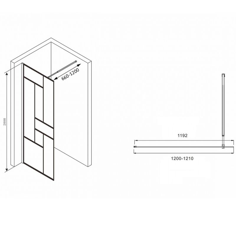 Душевая перегородка Abber Immer Offen AG63120B8 120х200 (черный)