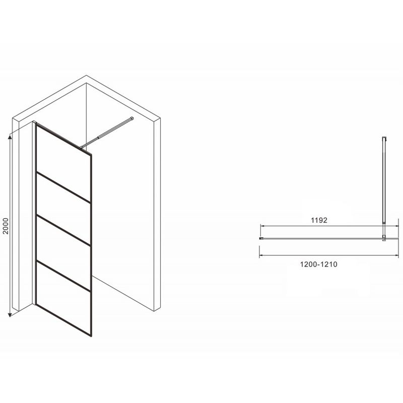 Душевая перегородка Abber  Immer Offen AG65120B 120х200 (черный)
