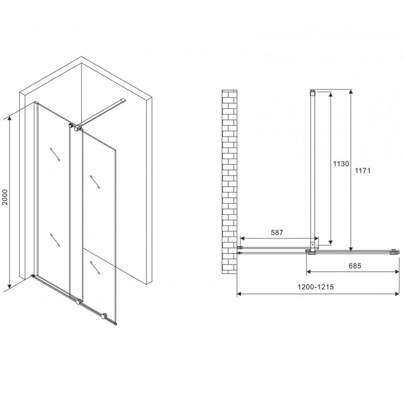 Душевая перегородка Abber Komfort AG09120B 120х200 (черный матовый)