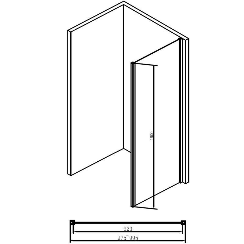 Душевая перегородка Abber Schwarzer Diamant AG100BS 100х190 (черный матовый)