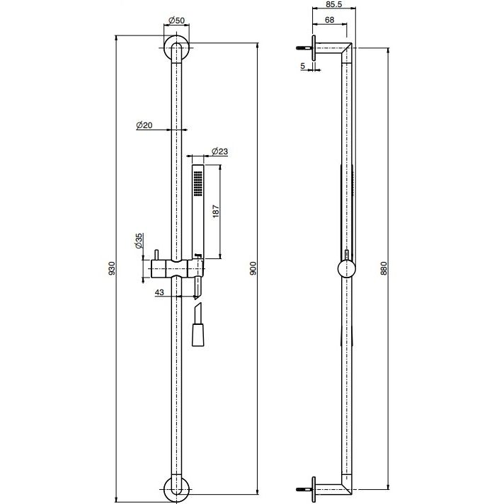 Душевая штанга Fima Carlo Frattini Spillo Steel F2097INOX (нержавеющая сталь)