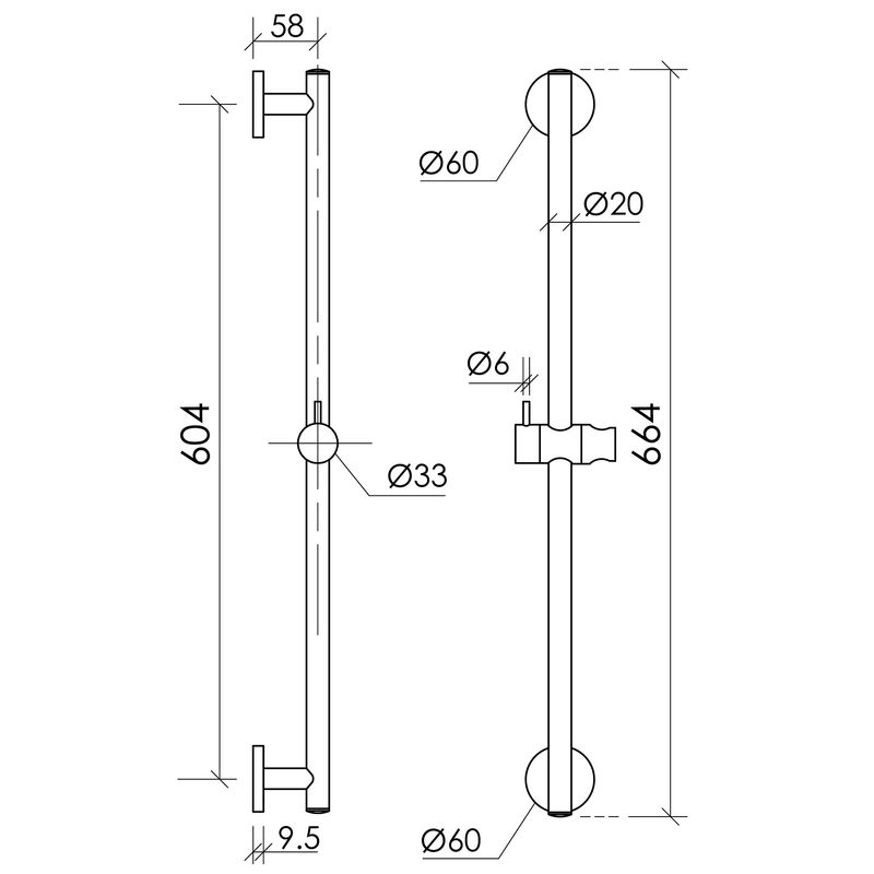 Душевая штанга Sancos  SC9035CH 66 см (хром)