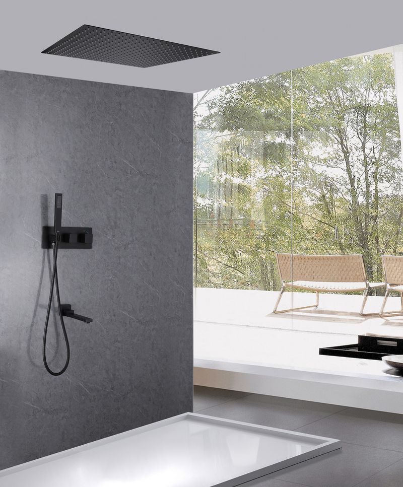 Душевая система скрытого монтажа с термостатом AF8254B (черный матовый), с изливом