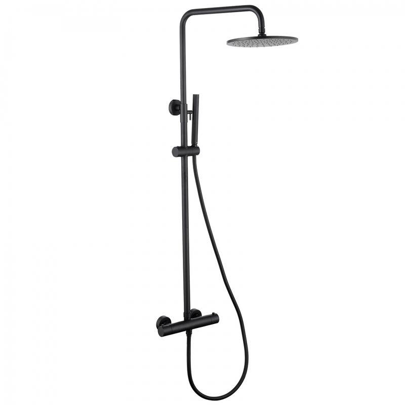 Душевая стойка с термостатом Abber Wasser Kreis AF8160B (черный матовый), без излива