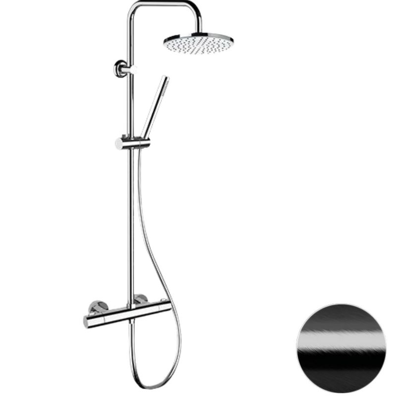 Душевая система Remer Elegance EQ32X7MMM30CFP (черный брашированный хром), с термостатом, без излива