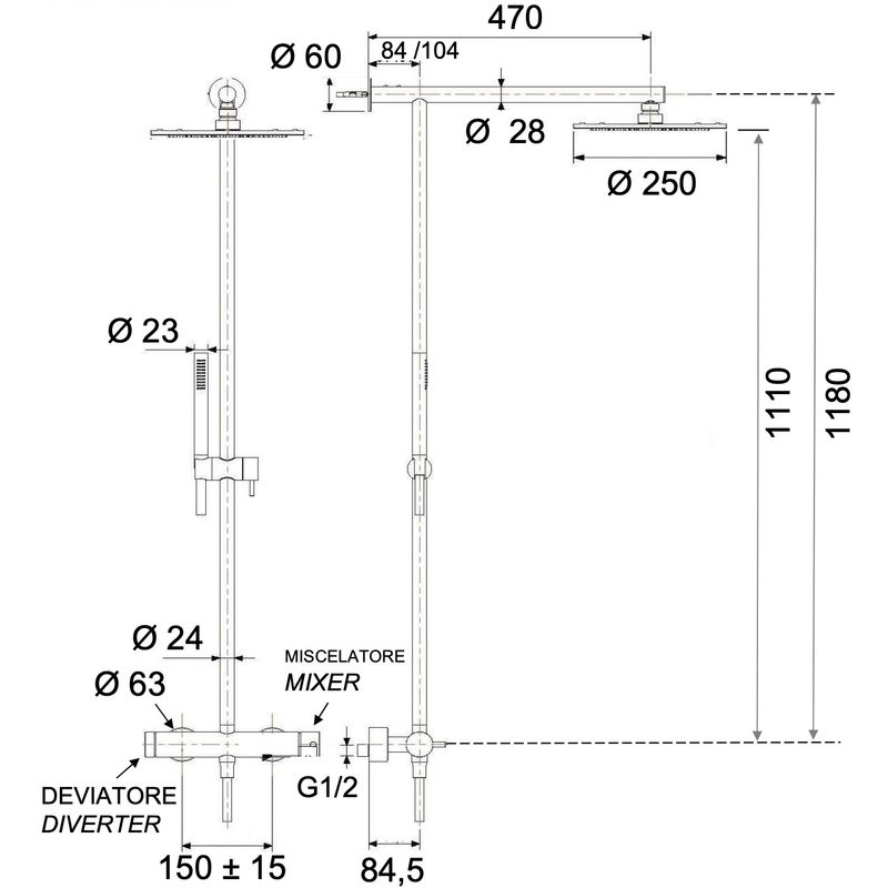 Душевая система Remer Inox SSX37UFM25 (сталь)