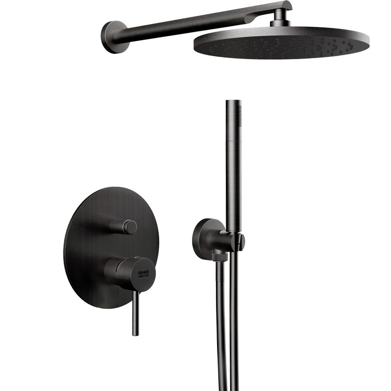 Душевая система Remer X Style X09S02OCFP (черный брашированный хром), без излива