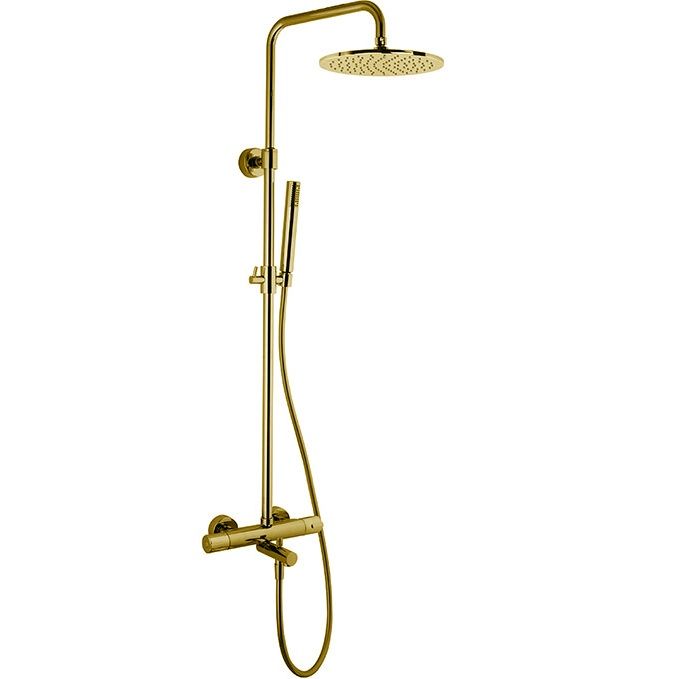 Душевая стойка с верхним душем 25x25 Fima Carlo Frattini Wellness Colonne doccia F3154/R256OR (золотой), с изливом