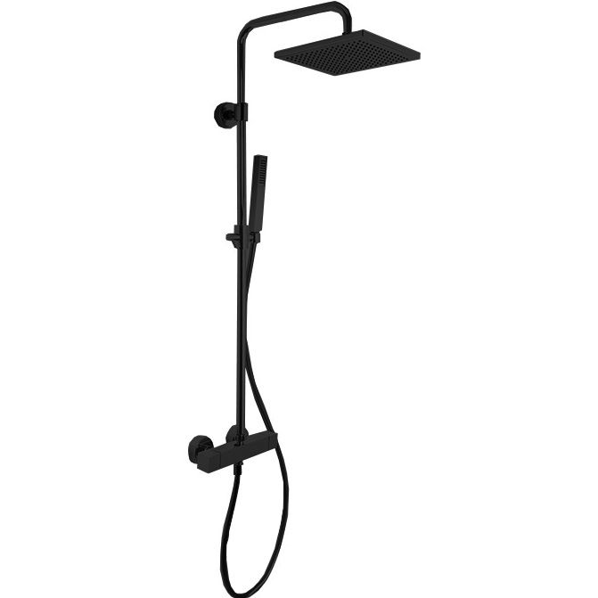 Душевая стойка с верхним душем 25x25 Fima Carlo Frattini Wellness Colonne doccia F4255/Q255NS (черный матовый), с термостатом, без излива
