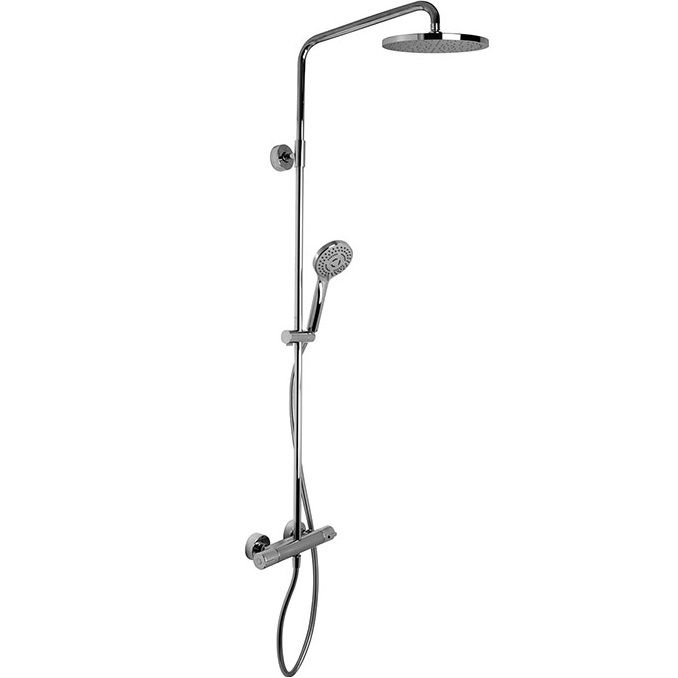 Душевая стойка с верхним душем 25x25 см. Fima Carlo Frattini Wellness Colonne doccia F4905/RP259CR (хром), с термостатом, без излива