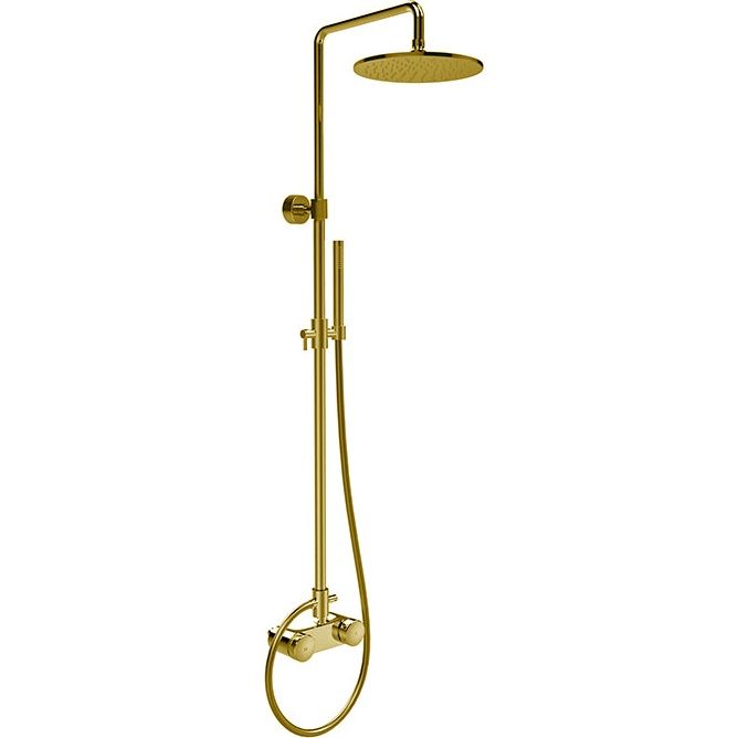 Душевая стойка с верхним душем 25x25 Fima Carlo Frattini Wellness Colonne doccia F5605/2HOR (золотой), с термостатом, без излива