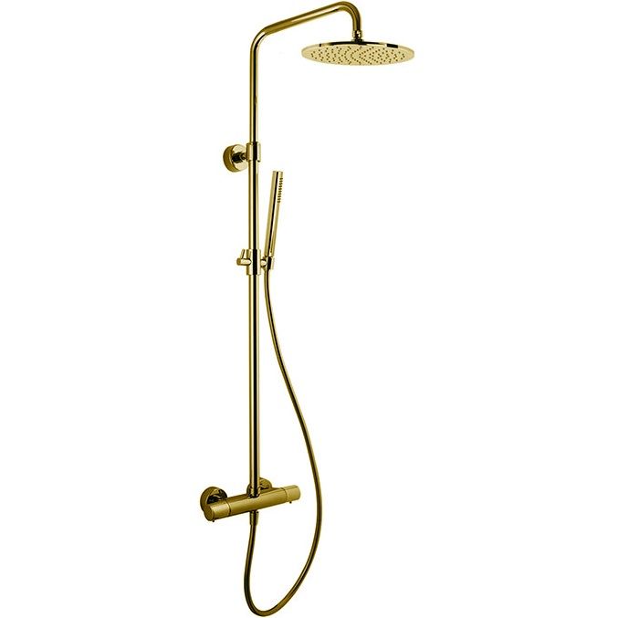 Душевая стойка с верхним душем 25x25 Fima Carlo Frattini Wellness F4285/R256OR (золотой), с термостатом, без излива