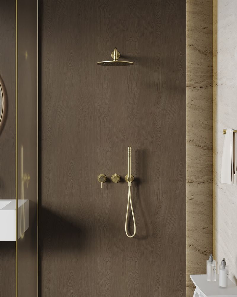 Душевая система скрытого монтажа 25x25 Abber Wasser Kreis 316 AF8118BG (золото брашированное), без излива