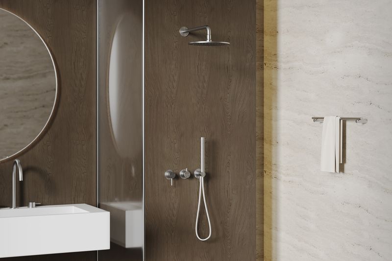 Душевая система скрытого монтажа 25x25 Abber Wasser Kreis 316 AF8118BST (сталь брашированная), без излива