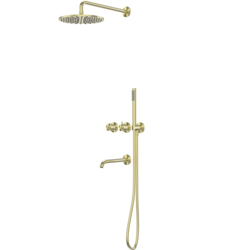 Душевая система скрытого монтажа 25x25 Abber Wasser Kreis 316 AF8150BG (золото брашированное), с изливом