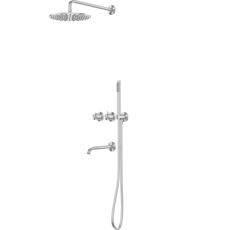 Душевая система скрытого монтажа 25x25 Abber Wasser Kreis 316 AF8150BST (сталь брашированная), с изливом