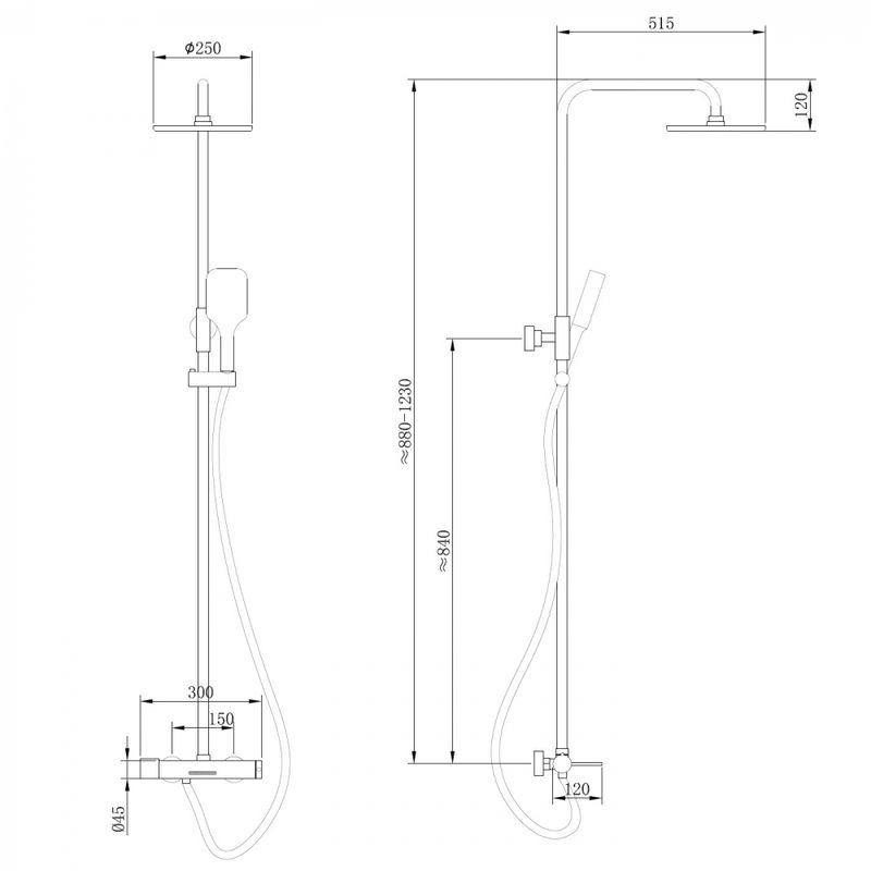 Душевая стойка Abber Emotion AF8816G (золотой матовый), с изливом