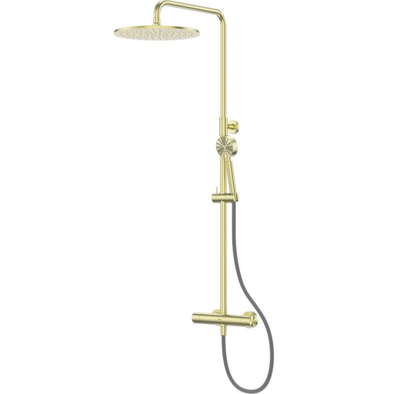 Душевая стойка Abber Wasser Kreis 316 AF8160BG 30x30 (светлое золото брашированное), с термостатом, без излива
