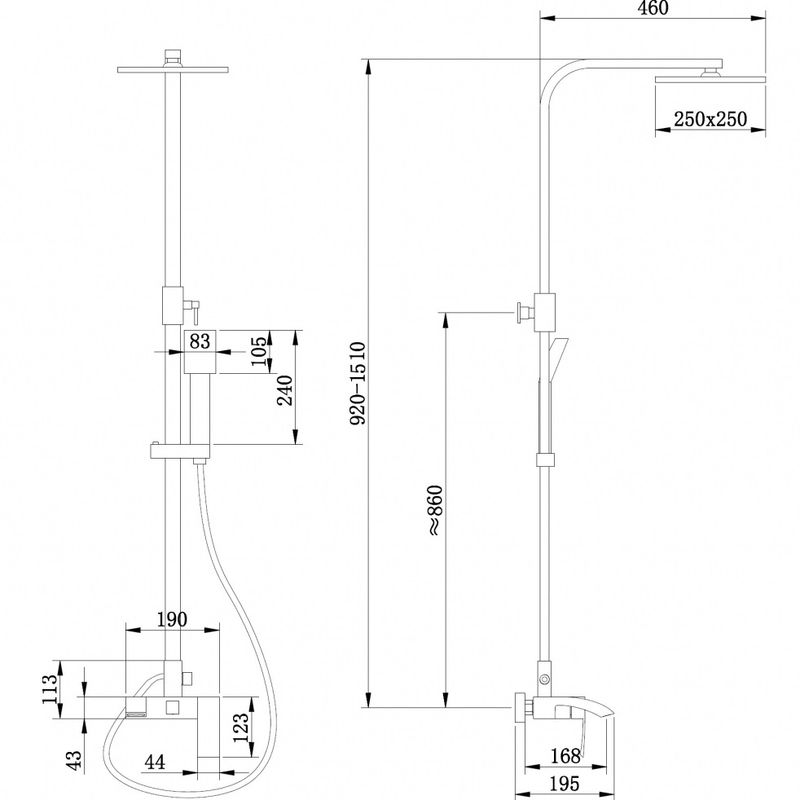 Душевая стойка Abber Wasserfall AF8616SPL (сатин), с изливом