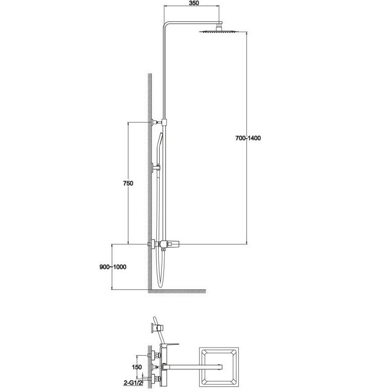 Душевая стойка BelBagno Arlie ARL-DOCM-CRM (хром)