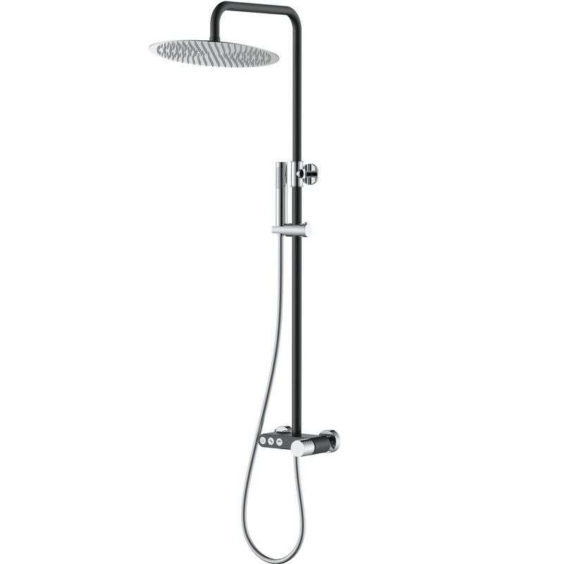 Душевая стойка Boheme Stick Diamond 128-BCR 30x30 см (хром, черный матовый), с изливом